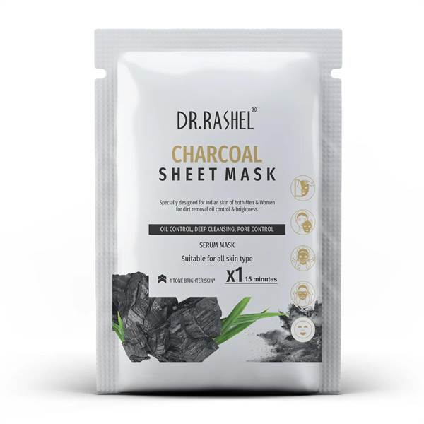 DR. RASHEL Charcoal Sheet Mask With Serum That Controls Oil, Deep Cleansing & Pore Control
